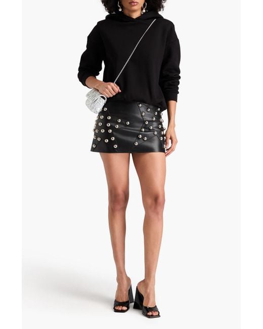 Area Black Studded Embellished Leather Mini Skirt