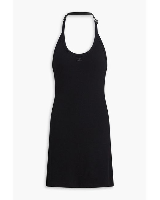 Courreges Black Ribbed Jersey Mini Dress