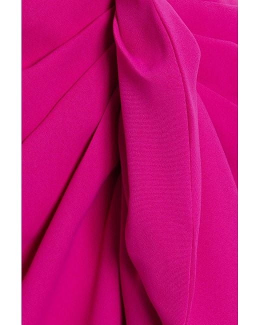 Rhea Costa Pink One-shoulder Draped Cady Gown