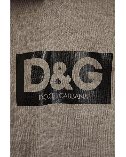 Dolce & Gabbana Gray Appliquéd French Cotton-terry Drawstring Hoodie for men