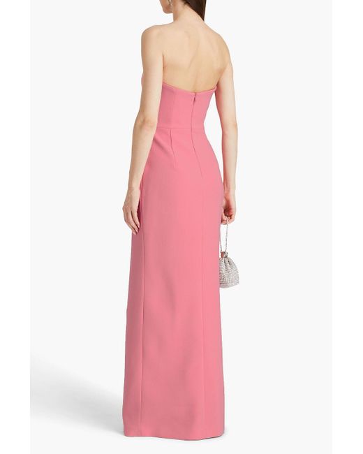 Rebecca Vallance Pink Brittany Strapless Embellished Crepe Gown