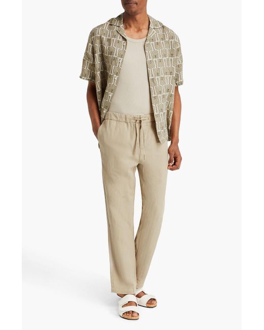 Frescobol Carioca Green Roberto Printed Linen Shirt for men