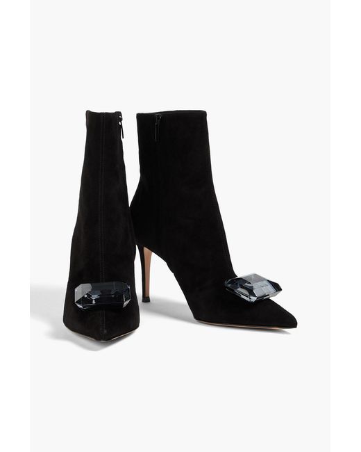 Gianvito Rossi Black Jaipur Embellished Suede Ankle Boots