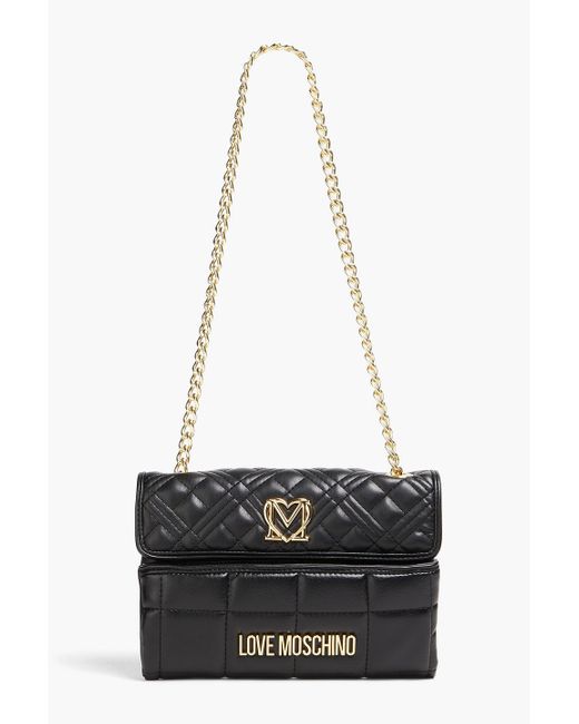 Love Moschino White Schultertasche aus gestepptem kunstleder