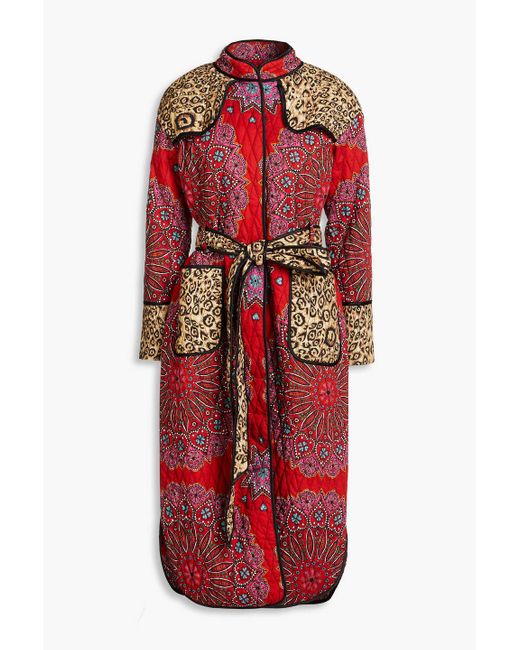 Hayley Menzies Red Dalton Quilted Printed Cotton Coat