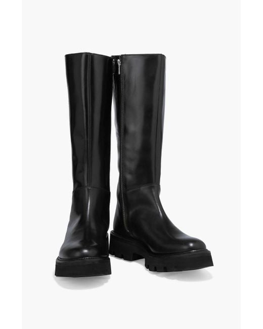 GRENSON Black Vanessa Glossed-leather Knee Boots