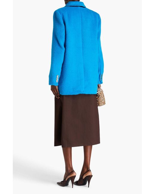 Stine Goya Blue Theo Double-breasted Brushed-felt Blazer