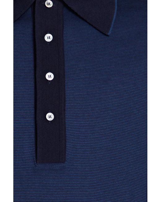 Dunhill Blue Cotton And Cashmere-blend Jersey Polo Shirt for men