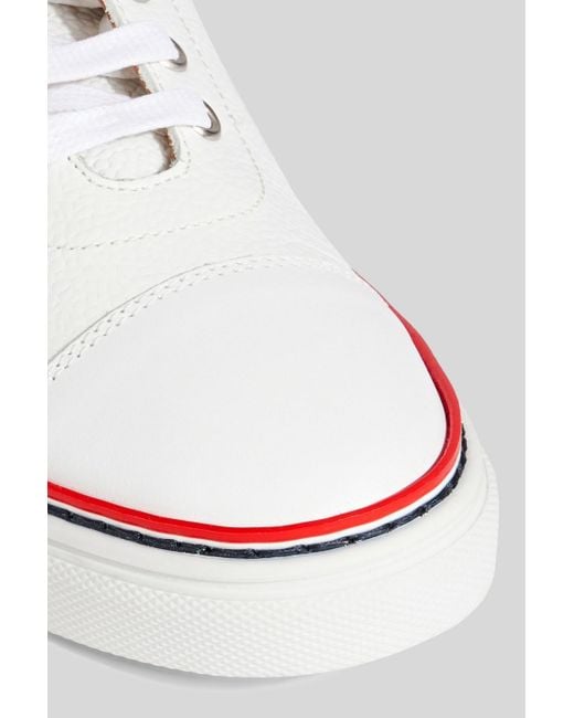 Thom Browne White Smooth And Pebbled-leather Sneakers