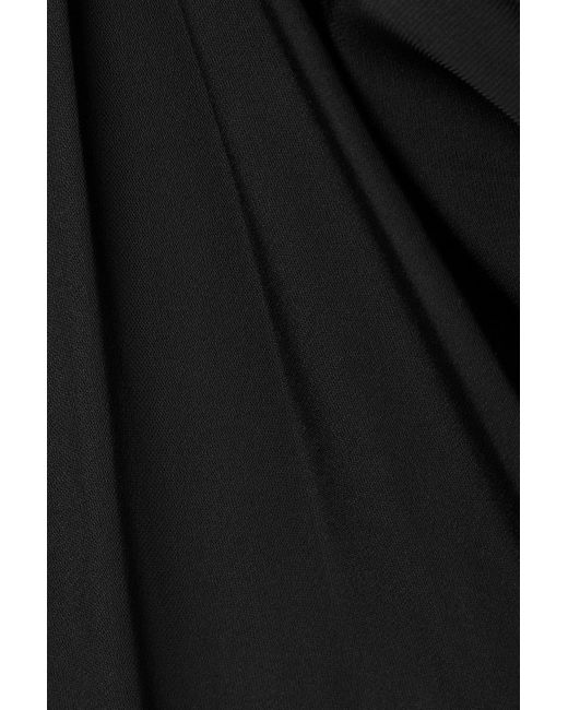 Mugler Black Cutout Tulle-trimmed Crepe De Chine Midi Dress