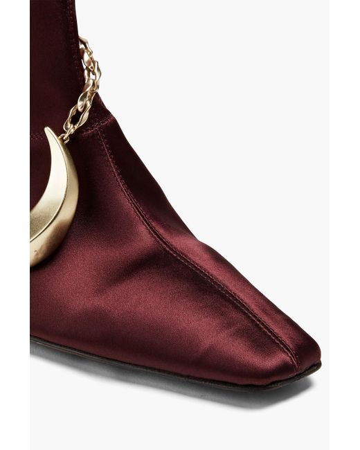 Zimmermann Brown Chain-trimmed Satin Ankle Boots