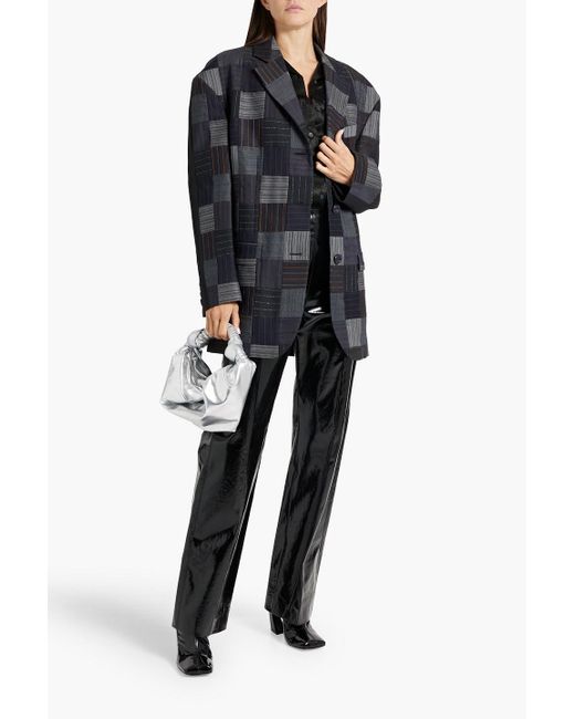 Acne Black Oversized Patchwork Tweed Blazer