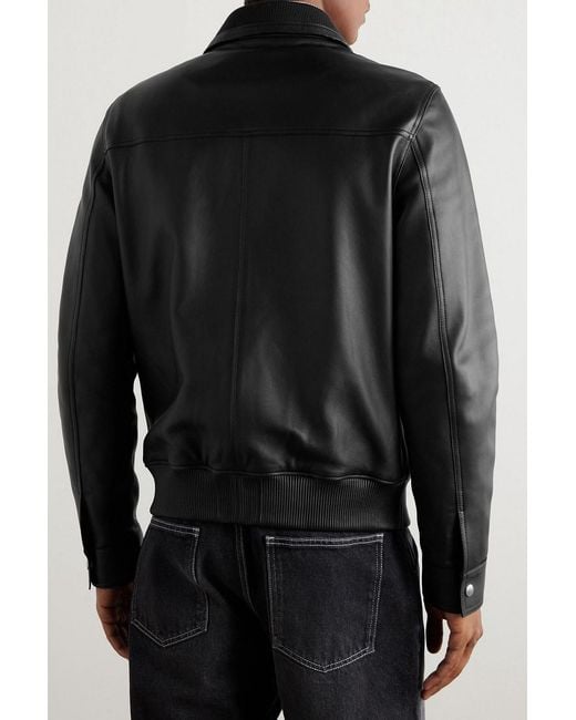 Mr P. Black Leather Blouson Jacket for men