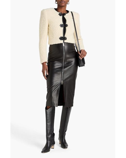 Isabel Marant Natural Gradilia Leather-Trimmed Wool-Blend Bouclé Jacket
