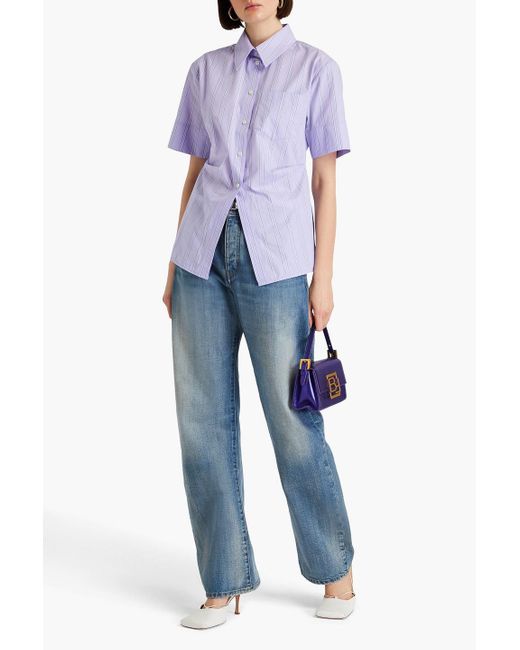 Victoria Beckham Purple Striped Cotton-poplin Shirt