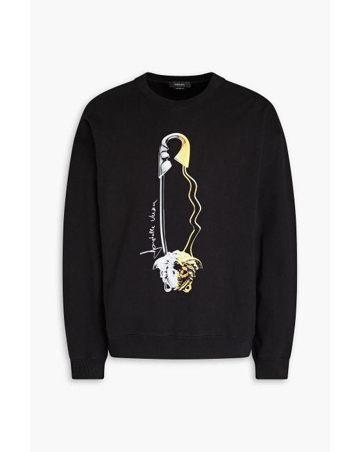 Versace Black Printed French Cotton-terry Sweatshirt for men