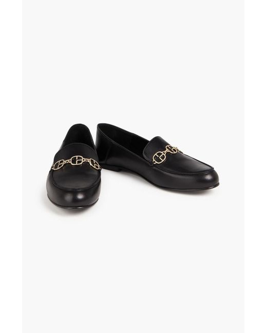 Claudie Pierlot Black Adelia Chain-embellished Leather Loafers