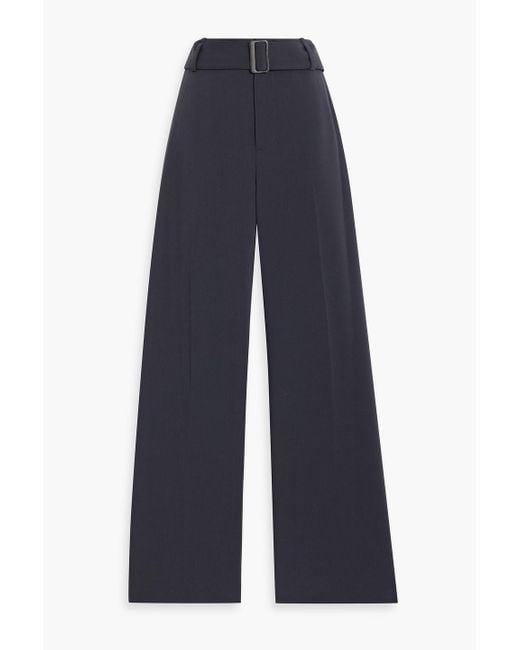 Vince Blue Belted Crepe Wide-Leg Pants