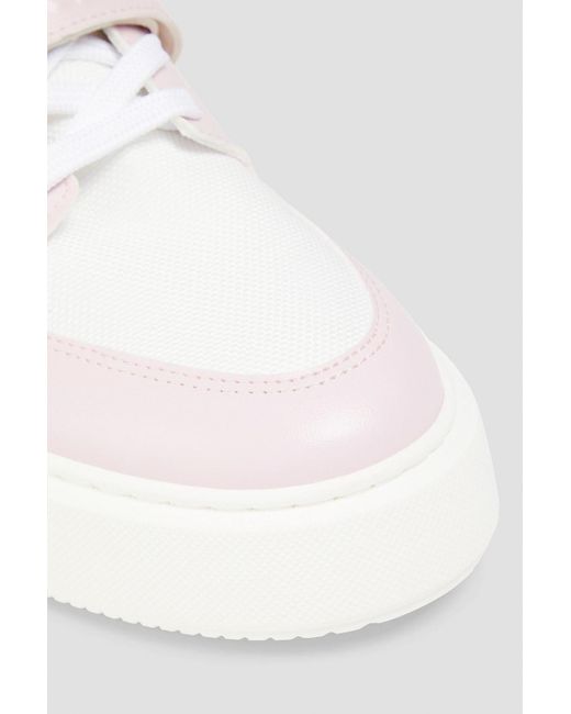 Ganni Pink Two-tone Faux Leather And Canvas Sneakers