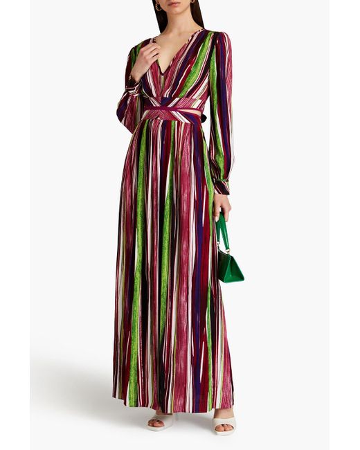 Diane von Furstenberg Red Jenifer Cutout Printed Crepe Maxi Dress