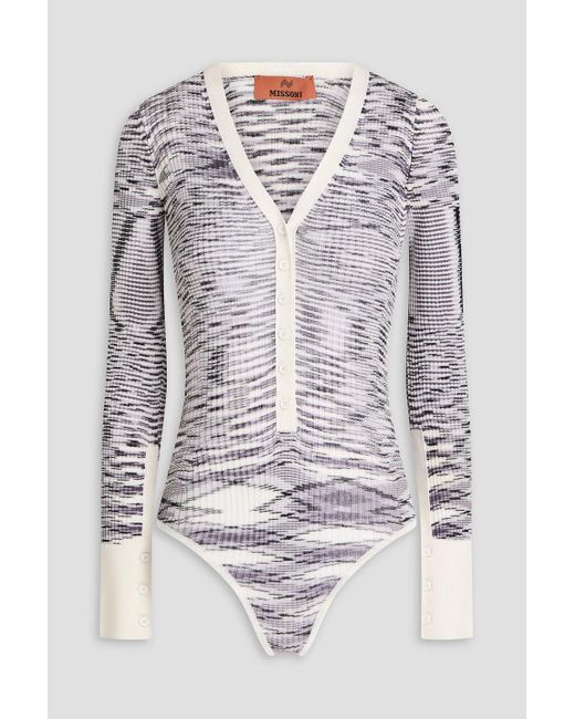 Missoni White Space-dyed Ribbed-knit Bodysuit