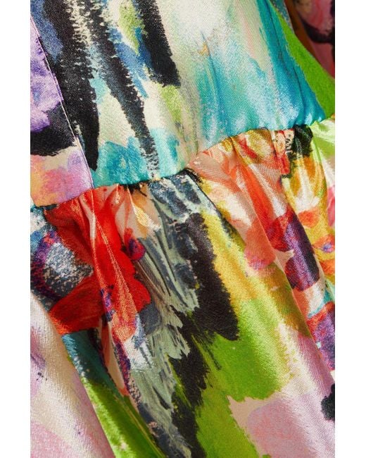 Stine Goya Multicolor Jasmine Tiered Printed Lamé Mini Dress