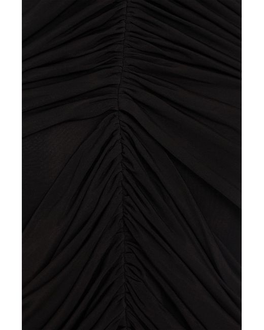 Magda Butrym Black Ruched Cupro-Blend Jersey Top