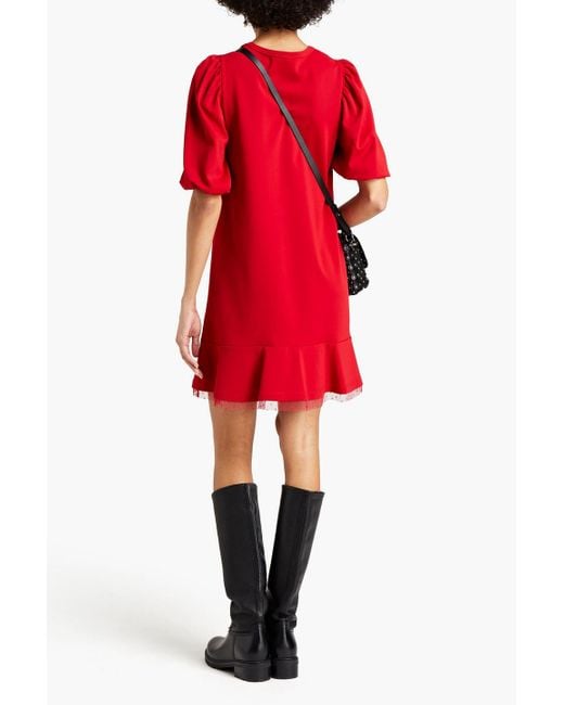 RED Valentino Red Point D'esprit-trimmed Jersey Mini Dress