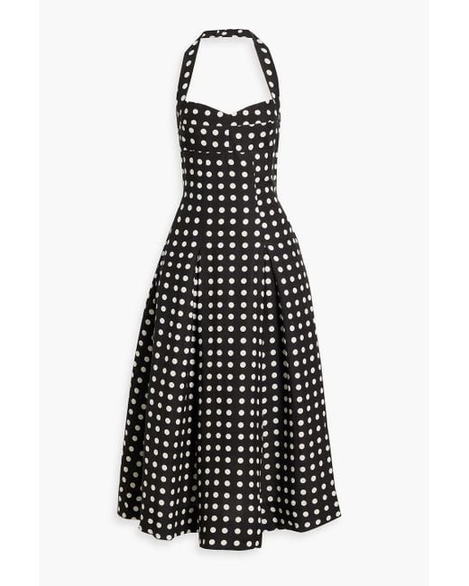 Nicholas Black Lulu Polka-dot Linen-blend Halterneck Midi Dress