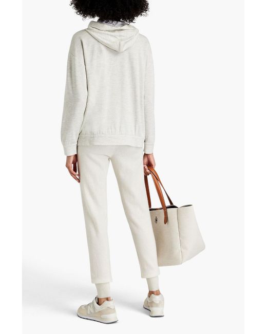 Brunello Cucinelli White Bead-embellished Cotton-blend Jersey Sweatshirt