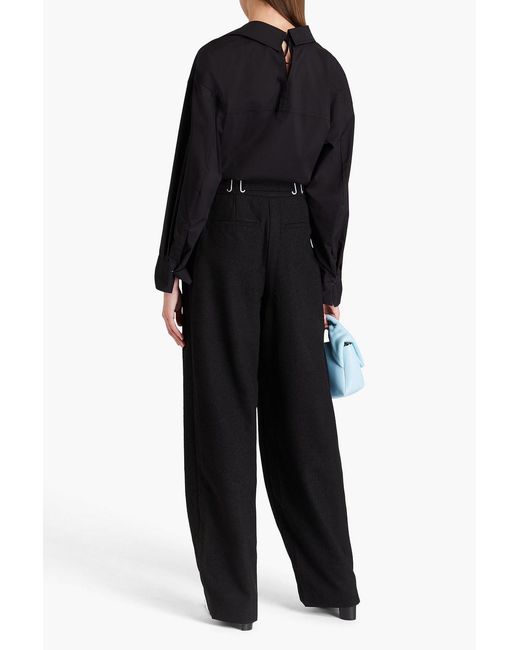 REMAIN Birger Christensen Black Belted Bouclé Wide-leg Pants