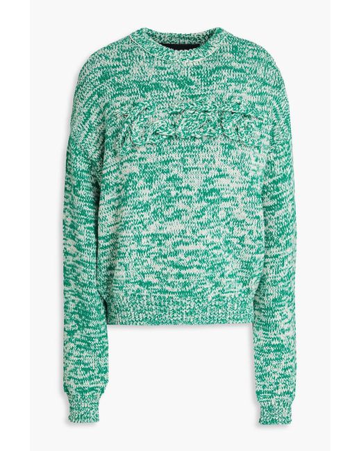 ROTATE BIRGER CHRISTENSEN Green Mélange Cotton-blend Sweater