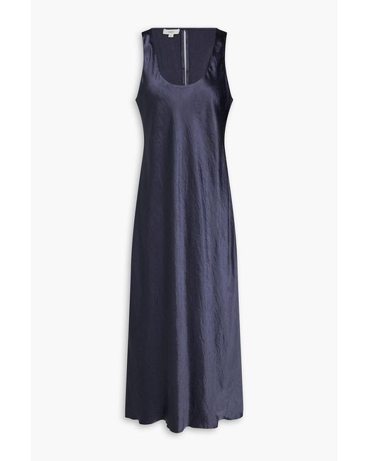 Vince Blue Crinkled-Satin Midi Dress