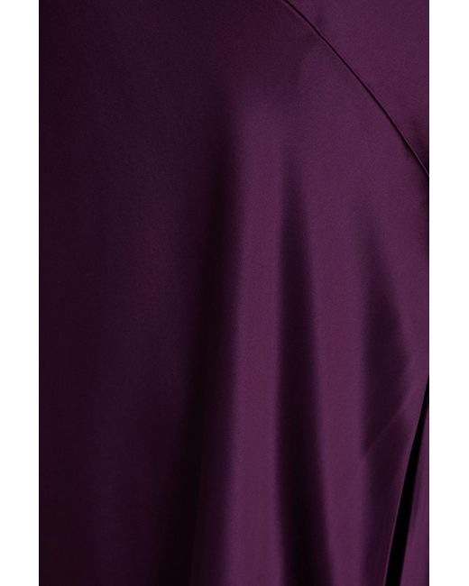 Nicholas Purple Sage Lace-trimmed Satin Maxi Slip Dress