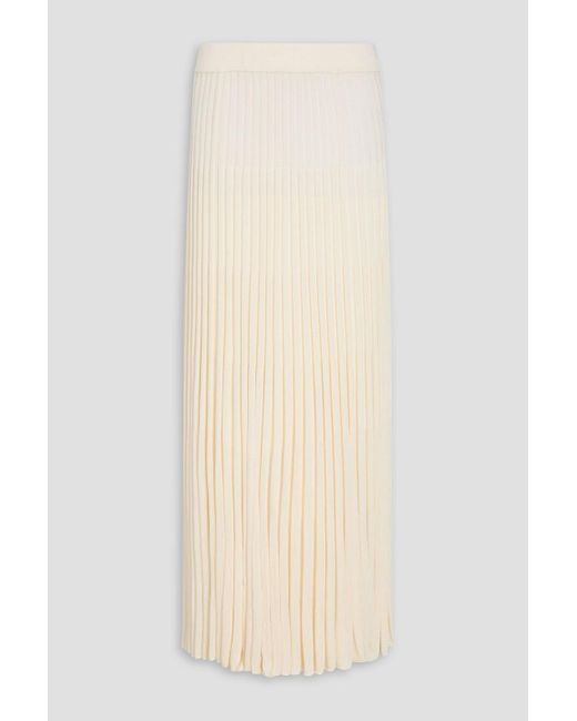 Zimmermann Natural Ribbed-Knit Midi Skirt