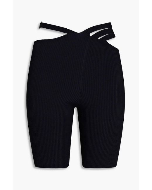 Dion Lee Blue Cutout Ribbed-knit Shorts
