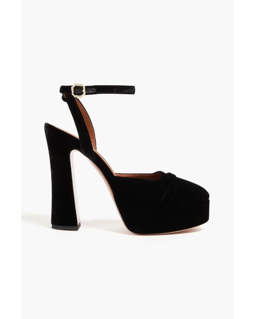 Malone Souliers Black Mora 125 Velvet Platform Pumps