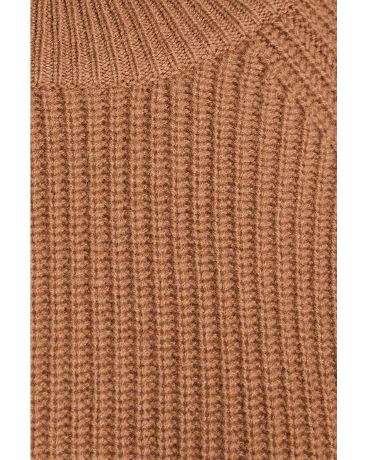 Veronica Beard Brown Angela Ribbed Wool And Cashmere-blend Sweater