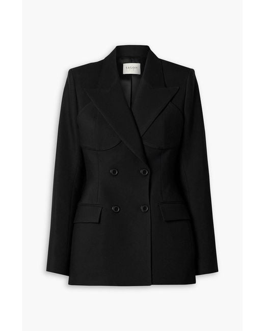Salon 1884 Women's Black Cocteau Wool And Silk-blend Twill Blazer