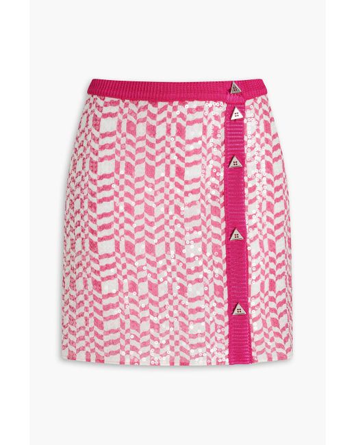 Missoni Pink Sequined Printed Silk-chiffon Mini Skirt