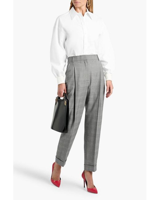 McQueen Gray Checked Wool Tapered Pants
