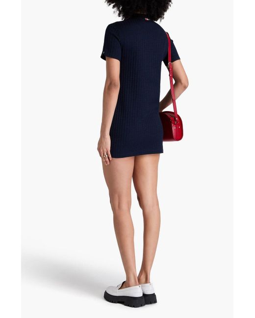 Thom Browne Blue Jacquard-knit Cotton Mini Dress