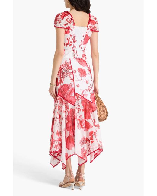 Charo Ruiz Red Nopy Floral-Print Cotton-Blend Voile Maxi Skirt