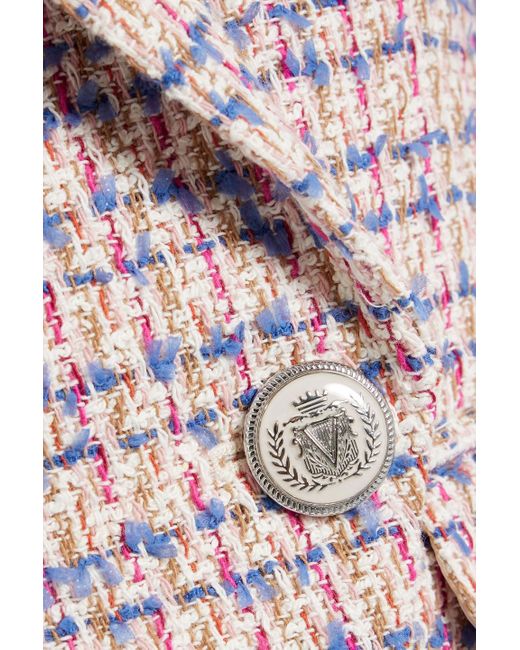 Veronica Beard Pink Taja Double-Breasted Cotton-Blend Tweed Blazer