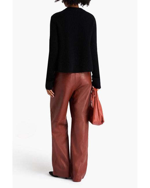 Loulou de Saison Black Cosmo Ribbed Cashmere Sweater