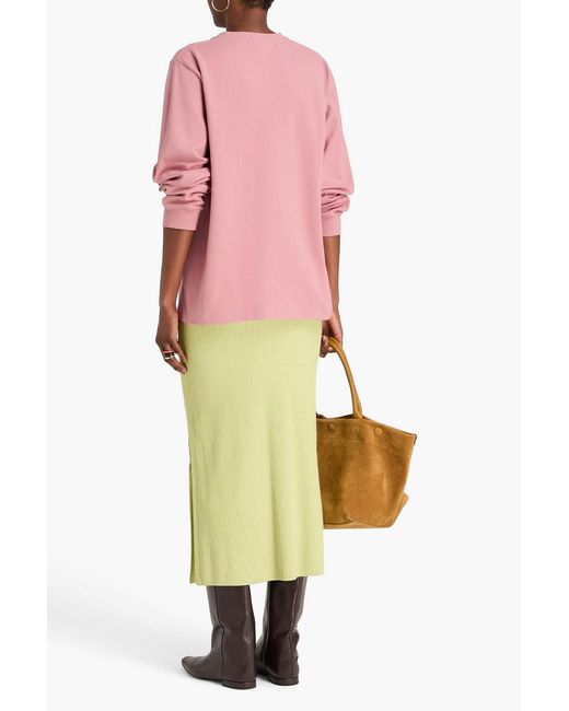Rejina Pyo Pink Kieran Printed French Cotton-Blend Terry Sweatshirt