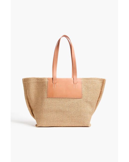 Mansur Gavriel Pink Market Leather And Faux Raffia Tote