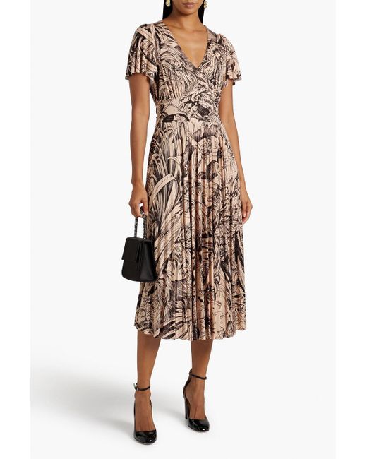 RED Valentino Natural Point D'esprit-trimmed Printed Stretch-jersey Midi Dress