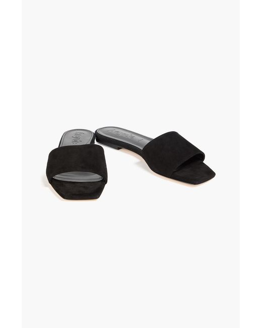Aeyde Black Anna Suede Slides