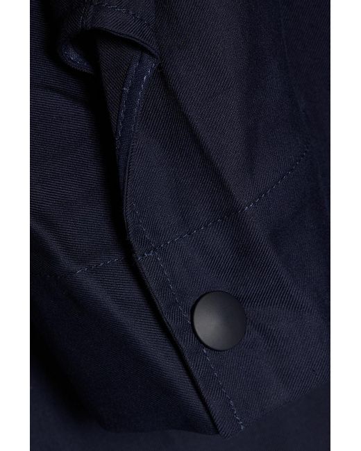 Tibi Blue Draped Lyocell And Cotton-Blend Twill Top